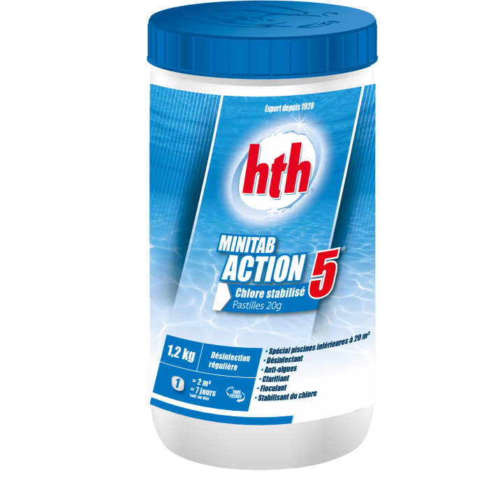 HTH MINITAB ACTION 5 Traitement Chlore 1.2kg HTH MINITAB ACTION 5 Traitement Chlore 1.2kg