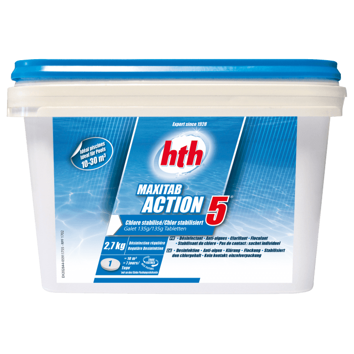 HTH MAXITAB ACTION 5 Traitement Chlore 2.7kg HTH MAXITAB ACTION 5 Traitement Chlore 2.7kg